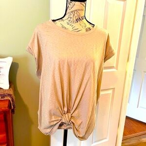 Chico's Tan Cream Relaxed Tie Front T-Shirt